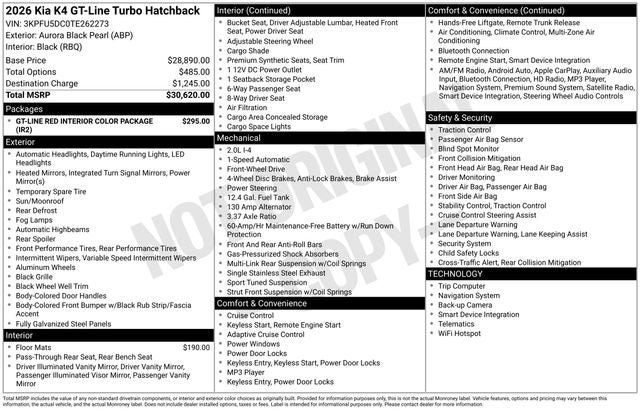 2026 Kia K4 Hatchback GT-Line Turbo
