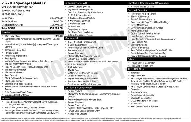 2027 Kia Sportage Hybrid EX