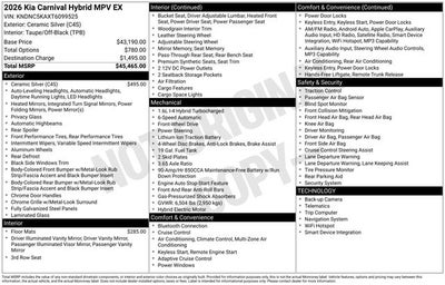 2026 Kia Carnival Hybrid EX
