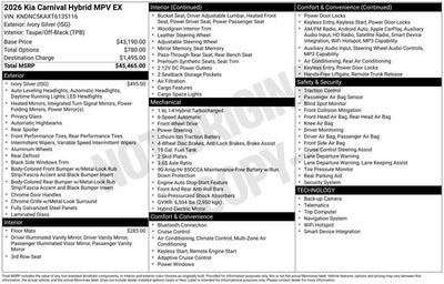 2026 Kia Carnival Hybrid EX