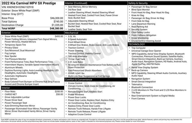 2022 Kia Carnival SX Prestige