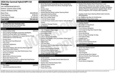 2026 Kia Carnival Hybrid SX Prestige