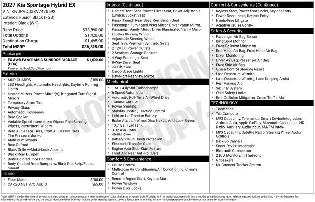 2027 Kia Sportage Hybrid EX