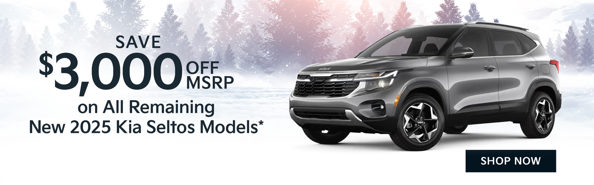 Save $3,000 off MSRP on All Remaining New 2025 Kia Seltos Mo